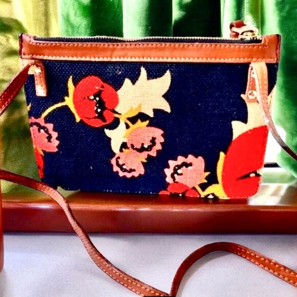 Crossbody Handbag Linen + Leather Skinny SPARTINA Daufuskie Island - Picture 3 of 13